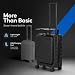 Carry On Luggage with Front Laptop Compartment, 100% PC Hard Shell Suitcase, TSA Lock, Built-in Phone Holder, Cup Holder & Tablet Table USB Charging Port, 360° Wheels (Black)