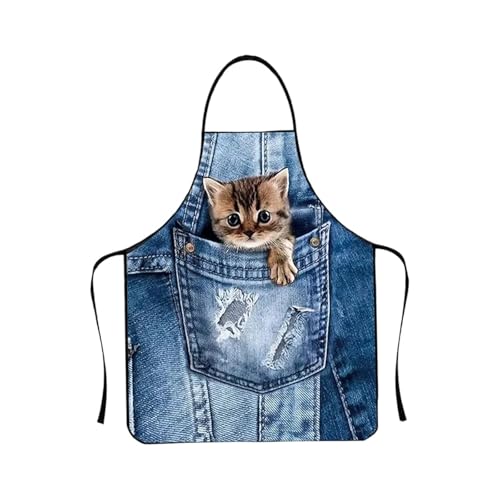 AABDTYYD Waterproof Apron Cat Apron Adjustable Easy-Clean, Aprons for Women Suitable for Cooking Baking Gardening BBQ and Household Chores