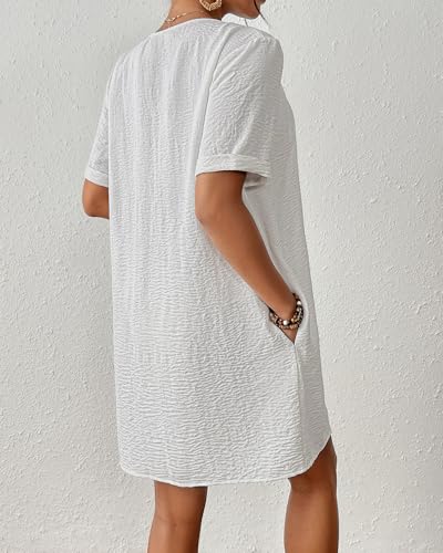 Bsubseach Women's Swimsuit Cover Up Shirt Button Down Short Sleeve Bathing Suit Coverup Summer Beach Dress4