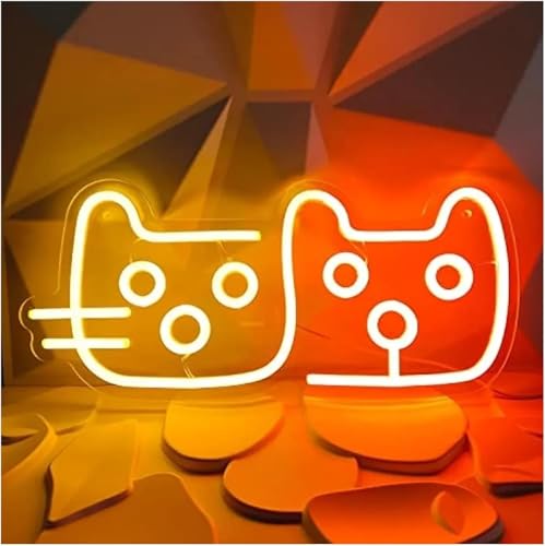 Enseigne au néon chat et chien à intensité variable 18×41cm