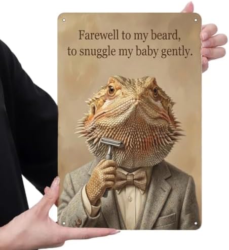 Bearded Dragon Metal Tin Sign FunnyFunny Lizard Tank Decor Novelty Gift image 4
