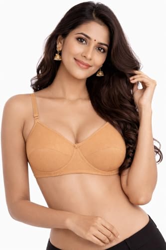 Image of Women's Cotton Medium Padded Bra | Soft & Breathable Fabric | Full Coverage Everyday Comfort Bra | Adjustable Straps & Back Hook Closure
