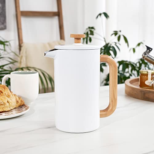 Pinky Up Martha Double Walled Stainless Steel Press Pot Tea And Coffee Maker, Loose Leaf Tea Accessories French Press Brewer, 34 Oz, Set Of 1 #TOP3