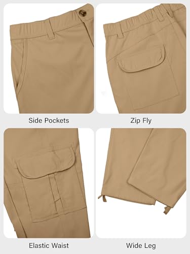 PLEPAN Men's Casual Cargo Pants Relaxed Fit Stretch Joggers Elastic Waist Hiking Pants with 6 Pockets for Streetwear - Image 6