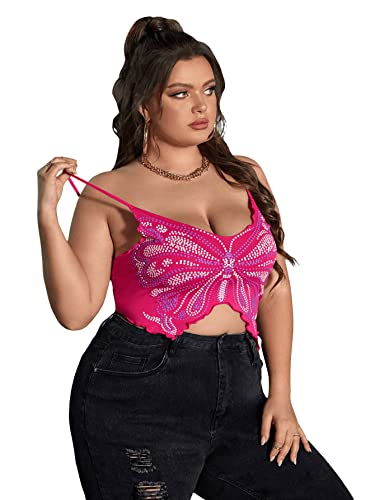 Floerns Women's Plus Size Graphic Print Spaghetti Strap Crop Cami Tank Top4