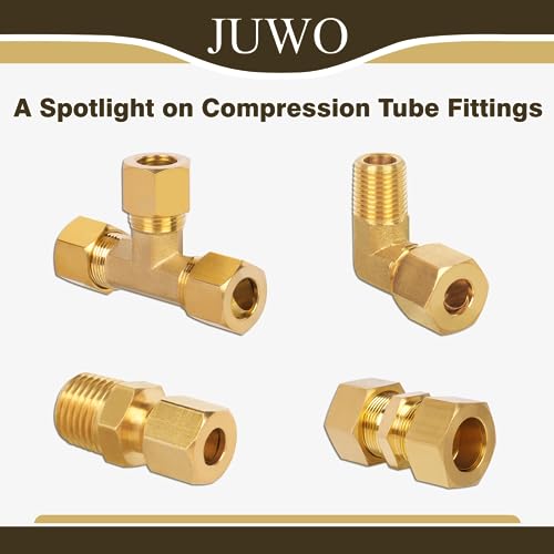 Juwo Brass Compression Tube Fitting, 1/4 Inch Compression X 1/8 Inch Npt Male 90 Degree Elbow For Copper thumb #6