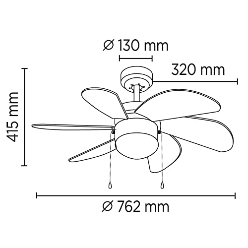 Ventilador de techo wonderlamp Tandy blanco para refrescar techos bajos 8