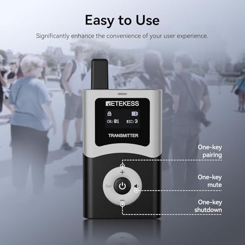 Retekess T130U(4nd Gen T130) Sistema de guía turística inalámbrico, audífonos para guía, alcance 200m, 40h batería, sistema de asistencia para grupos de viaje (3 transmisores 47 receptores) miniatura 7