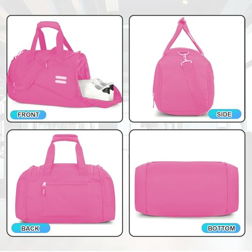 Image of Gym Bag for Men & Women - 30L Duffel Bag with Shoe Compartment, Weekender Water Resistant Duffle Bag for Travel, Sports, Fitness & Workouts, RosePink