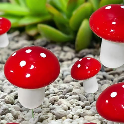 Calsgkspray 10 Pcs Red Garden Stakes Mushroom thumb #6