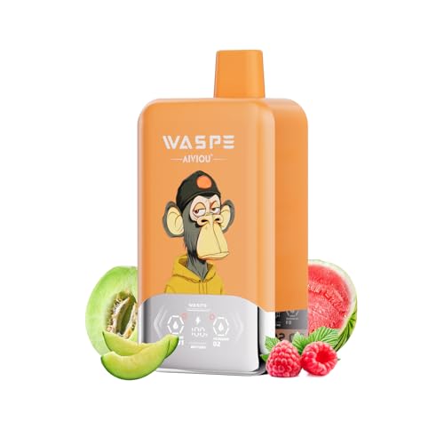 【40000回】電子タバコ 使い捨て WASPE 40000回吸引 vape シーシャ 持ち運び ベイプエンジン 本体 水蒸気タバコ 爆煙 禁煙グッズ 禁煙パイポ Type-C 650mAh 充電式 ニコチンなし タール無し (トリプルメロンアイス&ラズベ