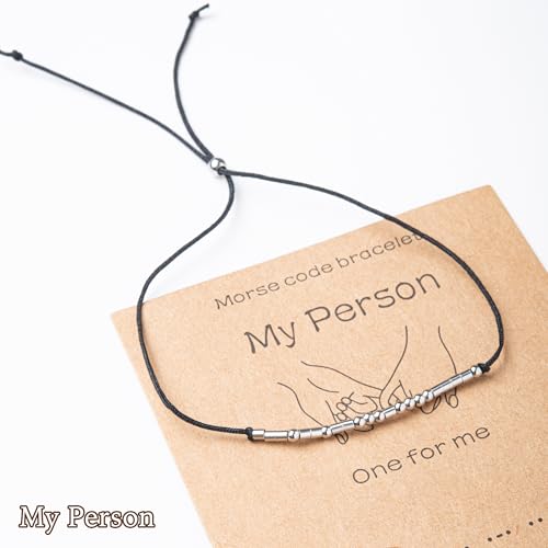 SANNYRA Morse Code Bracelet, Best Friend Matching Gifts for 2 Couples, My Person Bestie Sister I Love You Secret Message Friendship Handmade Adjustable Jewelry for Women3