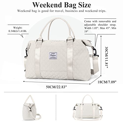 Reisetasche Damen Sporttasche Handgepäck Tasche,Weekend Bag mit Kulturbeutel&Nasstasche,Wasserdicht Schwimmtasche Travel Duffle Bag,Fitnesstasche Trainingstasche Frauen Tragetasche, Beige