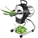 AiODiO Picadora automática de cebolletas de 110 W, cortadora eléctrica de puerros, Grosor de 1 a 5 mm, 6000 BPM, fácil de Limpiar, Frutas y Verduras.