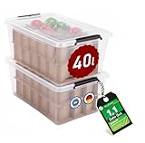astor24 [Test SEHR GUT, NOTE 1.1 2x 40 L Aufbewahrungsboxen für insg. 60 Kugeln - für Weihnachtskugeln - lebensmittelecht - stapelbar, für Christbaumkugeln Weihnachtsschmuck