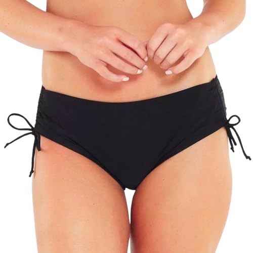 Scuba Ladies Swimwear Women's High Waist Ruched Bikini Briefs Swim Bottoms Mix & Match Plain UK Seller - Black - Size 10