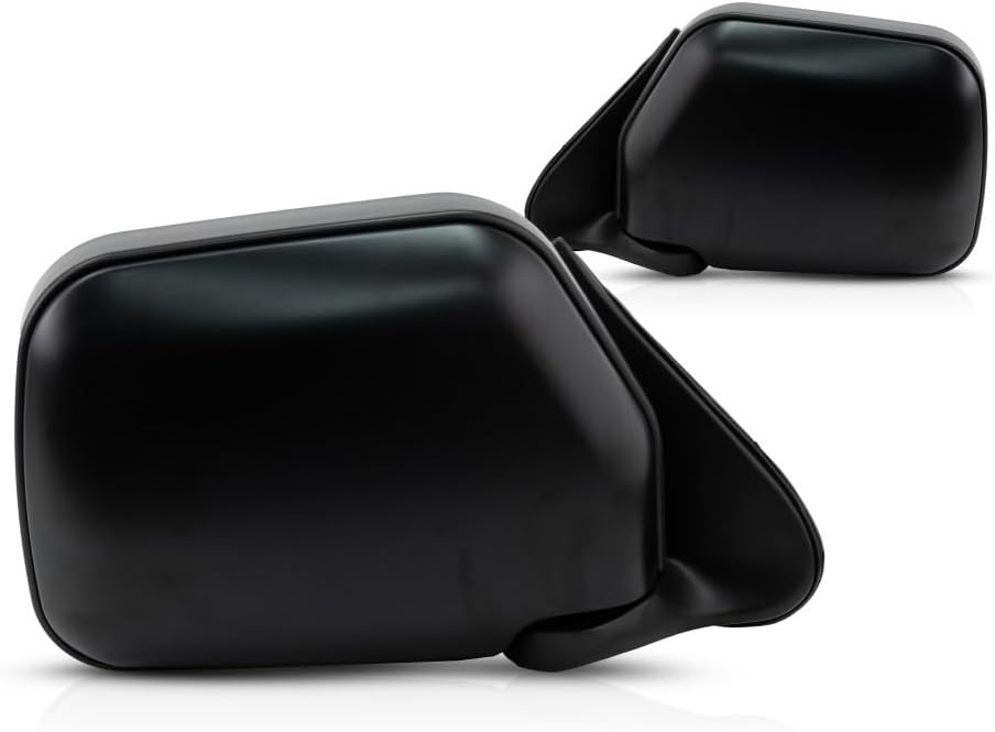 For Toyota 4Runner 1990 91 92 1993 Door Mirror Driver and Passenger Side | Pair | Manual | Non-Heated | Folding | Smooth Black | TO1321154, TO1320154 | 8791089155, 8794089151