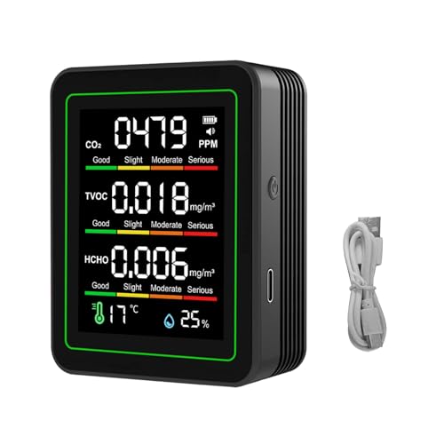 Détecteur de qualité de l'air 5 en 1 Eujgoov ZN MT11N CO2 et TVOC noir pour maison