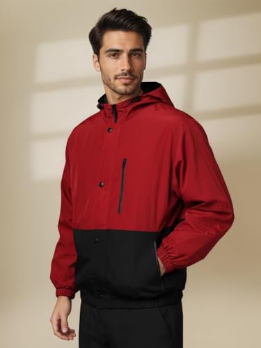 Image of CHKOKKO Sunscreen Jacket for Men Windcheater Hooded Zipper Sports Jacket | UV Protection | Sun Protective | Lightweight Water Resistant | Riding Biker | Outdoor Travel Gym Running
