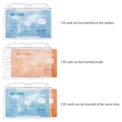 Ausweishülle, Hard Clear Badge Holder, ID Kartenhalter, Kartenhalter für Büro, Schule, ID Kreditkarten, ID Clip (Horizontal 2 Pcs)