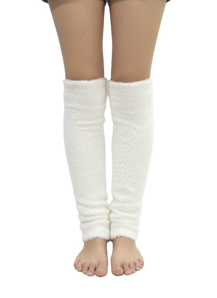 Buy Alexvyan White Soft Long Fur Fril Woolen Thigh High Knee Leg