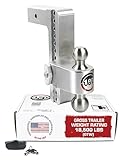 Weigh Safe Adjustable Trailer Hitch Ball Mount - 10' Adjustable Drop Hitch for 2.5' Receiver - Premium Heavy Duty Aluminum Trailer Tow Hitch w/ Stainless Steel Tow Balls (2' & 2 5/16') - 18,500 GTW