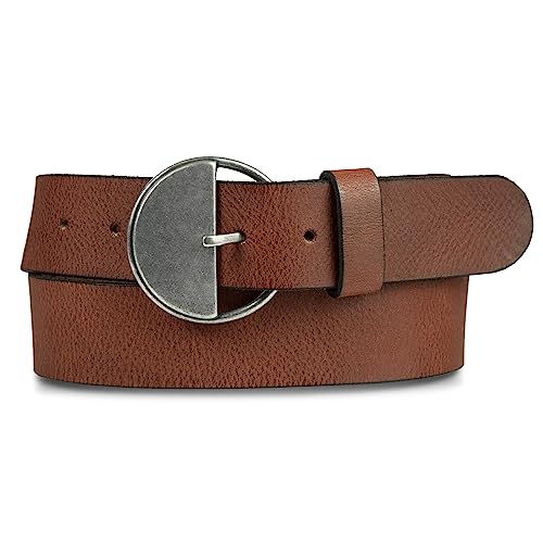 Ceinture cuir femme marron clair Lucky Brand boucle demi-cercle ajustable