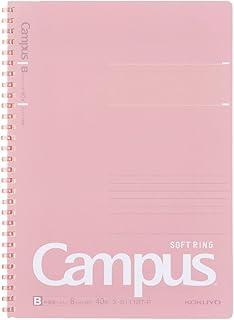KOKUYO Spiral Lined Notebook, 10'' x 7'' Pastel Journal B5 Campus Soft Ring Notebooks with Dot 6 mm Ruled, 40 Sheets, Pink