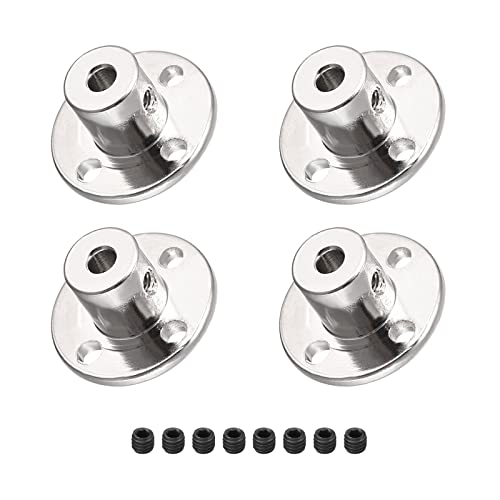 DMiotech - DMiotech 4 Paquet 4mm Intérieur Diamètre H12xD10 Bride Accouplement Connecteur Rigide Guide Arbre Support Coupleur Arbre Accouplement avec Vis pour Bricolage RC Modèle Moteurs Argent