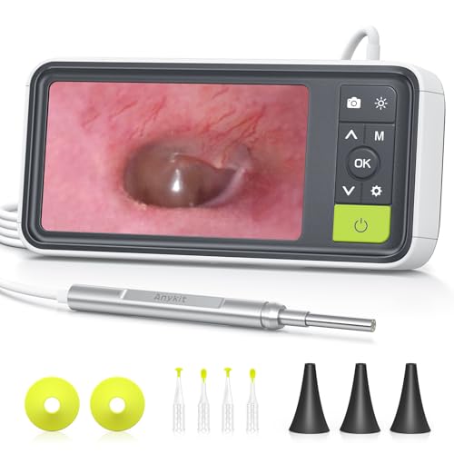 Anykit Digital Otoscope with Gyroscope, 4.5 Inches Screen, 3.9mm Ear Scope Camera with 6 Lights, Ear Wax Removal Tool, 32GB Card, Supports Photo Snap and Video Recording