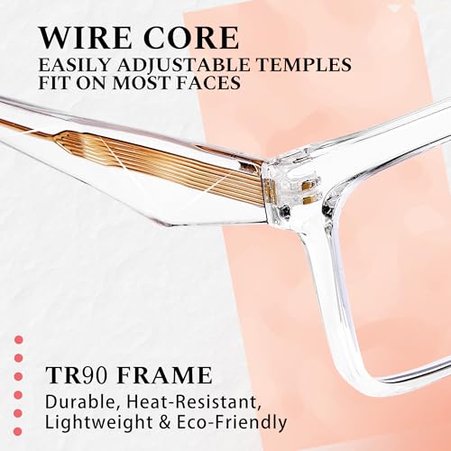 Image of Blue Light Blocking Glasses for Women Men, Square Thick Frame Anti Eyestrain & UV Glare JF6218