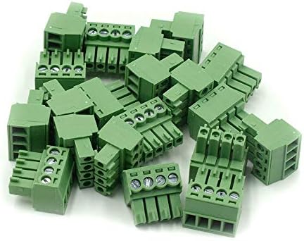 Hxchen 20Pcs 4-Pin 300V KF2EDGK 3.5mm Pitch PCB Screw Terminal Block Connector Green