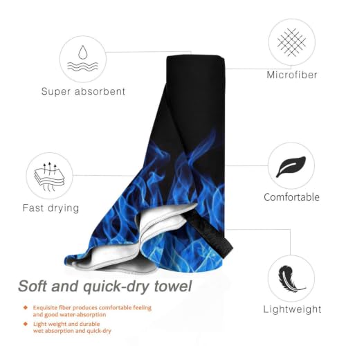 Toalla de baño suave y absorbente con estampado de llama azul para el gimnasio 5
