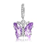 Purple Butterfly Charms Fits Pandora Bracelets S925 Sterling Silver Charms with Multcolors 5 A Cubic Zirconia Birthday DIY Bead Bracelets Necklace Pendent Jewelry Gift for Women -  PARCOM