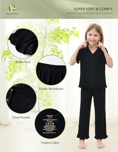 Kid's Pajama Set 2 Piece Kids Toddler Pjs Sets Button Down Sleepwear Viscose from Bamboo Clothes 4-10Y2