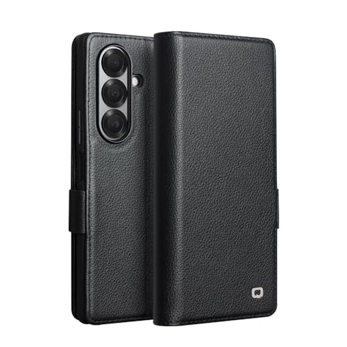 Housse Samsung Galaxy Z Fold 6 luxe en cuir véritable noir et clapet aimanté