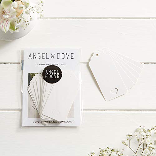 Angel & Dove 25 White Heart Card Balloon Message Tags - Perfect For Funeral, Wedding, Celebration Of Life #TOP4