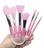 JJMG 8pcs Clear Silicone Makeup Brush Applicator Sponge Perfect for Eye Blush Lips BB CC Cream Foundation Concealer Blending Air Cushion Cosmetics Blender - Pink