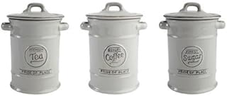 Pride of Place Tea Coffee and Sugar Storage Jars Ceramic Cool Grey