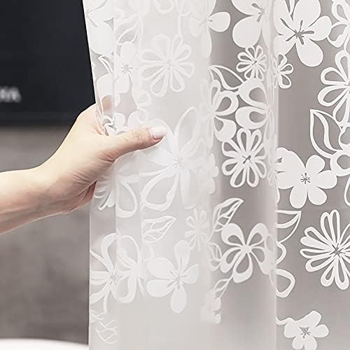 Eco Memos Shower Curtains Flower Patterned Mould Proof Resistant - 240/300 CM Extra Wide Bathroom Shower Curtains with U-Shape Hooks, Anti Bacterial, Waterproof
