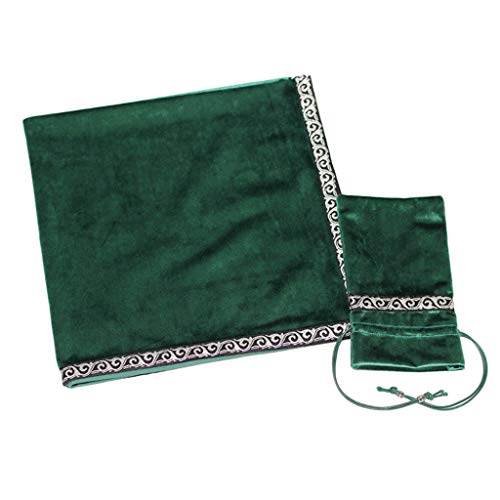 Baoblaze Altar Tarot tafelkleed, 26 x 26 inch waarzeggerij Wicca fluwelen doek met Tarot zakje - groen - Image 4