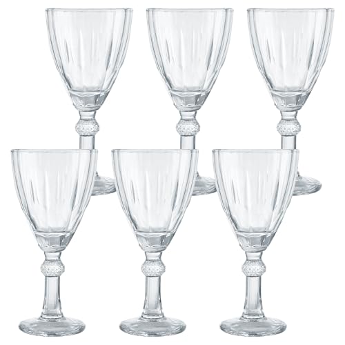 ASelected 6 CPS Crystal Glass Red Wine Glasses Set of 6 Crystal Wine Glasses 280 ml Goblets Stemware Glass Set for Home Bar Kitchen Restaurants Cocktail Wedding Party Gift Box Included