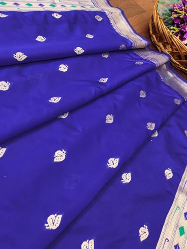 Image of DEVANGI Women's Woven Paithani Banarasi Silk Dupatta /Chunni For Women, Floral Print 1 Meter Wide and 2.3 Meter Length Printed Designer Dupatta /Chunni For Girls