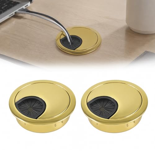 AACGIN 2 PCS Metal Desk Grommet 2 Inch(50mm) Metal Desk Hole Cover for Cables Zinc Alloy Table Cord Hole Cover for Organizing & Hiding Wire Cable - Bronze by AACGIN - Used condition - US$7.32