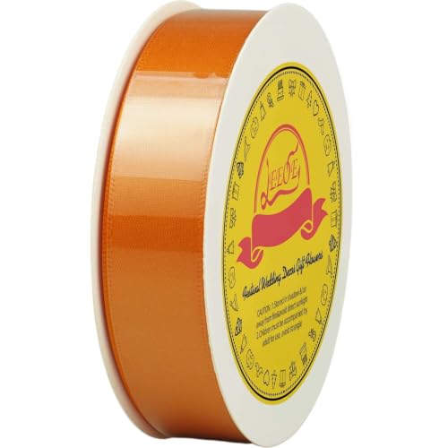 Image of Double Face Autumn Orange Satin Ribbon 7 /8 inch X 25 Yards Polyester Autumn Orange Ribbon for Gift Wrapping Very Suitable for Weddings Party Invitation Decorations and More