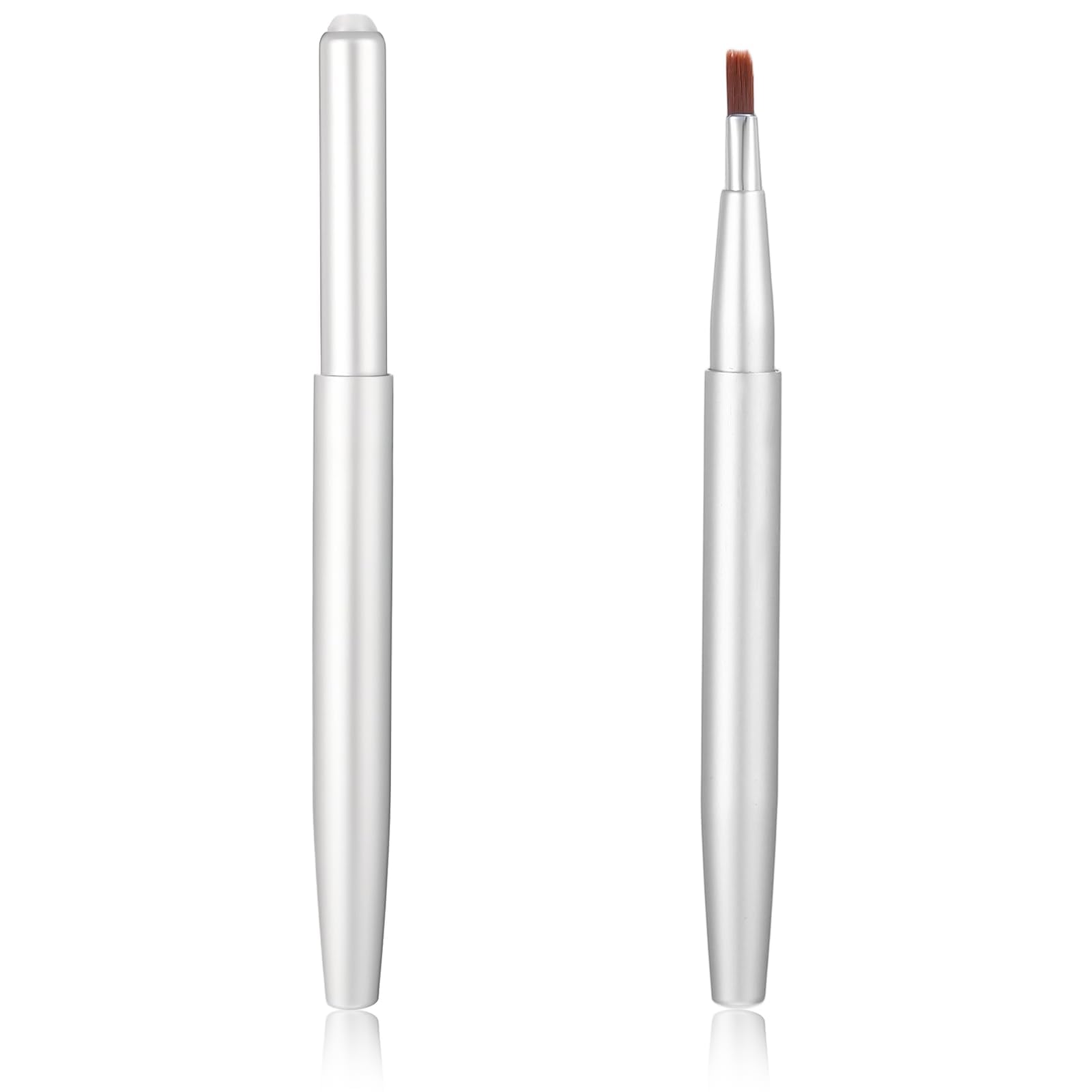 2 Pcs Lipstick Brush, Retractable Lip Brush With Cover, Lipstick Applicator For Precise Lip Makeup, Travel-Friendly Design With Silver Handle For Everyday Use And Special Occasions-picture-20