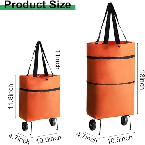 Image of Foldable Shopping Trolley Bag with Wheels, Waterproof Folding Travel Luggage Bag /Vegetable, Grocery, Shopping Trolley Carry Bag, Outdoor Travel Bag for Girls Women Men (Multicolor)