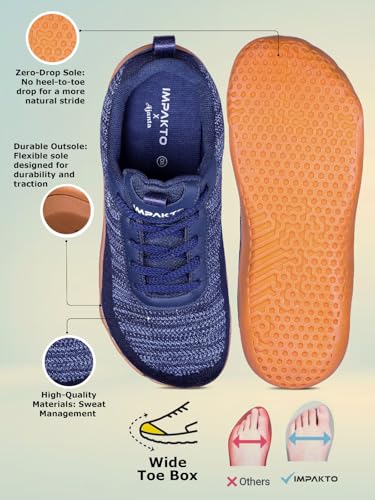 Image of Impakto Barefoot Rooted Wide feet Shoes for Men | Lightweight Running & Training Shoes with Soft Sole & Superior Grip | Running, Jogging Regular Gym Shoes for Men
