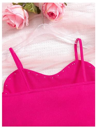 WDIRARA Girl's Heart Pearls Sleeveless Cute Cami Top Spaghetti Strap Camisole3