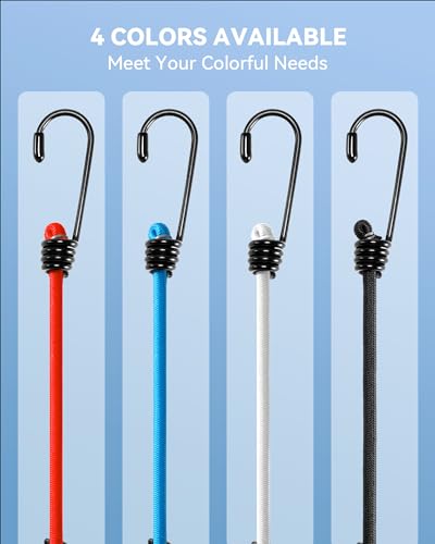 Image of 20 Pcs Mini Short Bungee Cords Assorted Sizes with 6mm Diameter & 2.5X Stretch, 2'' 4'' 6'' 8'' Black Small Bungee Straps with Excellent UV Protection & Upgraded Steel Hooks for Small Items & Tools